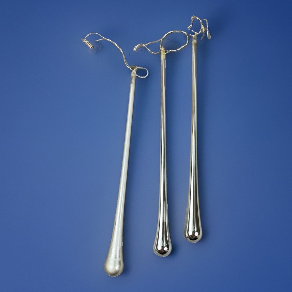 Vintage Mercury Rain Drop Christmas Ornaments (Set of 3) Icicles Silver 7.5"